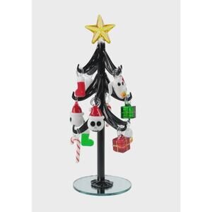 Disney Nightmare Before Christmas Jack Zero Glass Tabletop Tree and 12 Ornaments